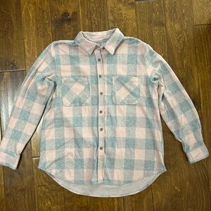 Plaid Button Down Shirt - Pink and Grey